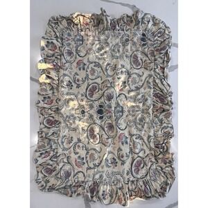 Ralph Lauren Provence Floral Ruffled‎ Set Of 2 Standard Shams Linen Blend VTG